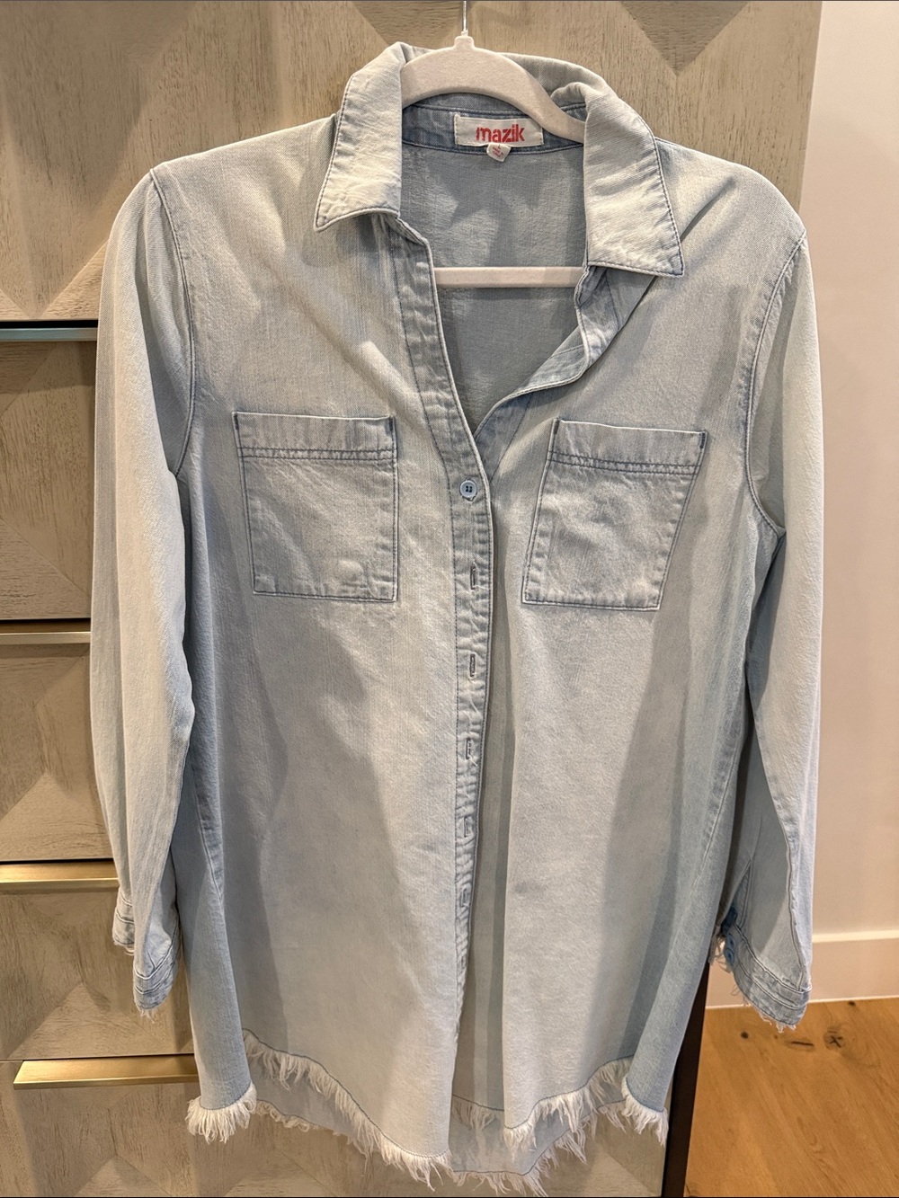 Mazik Pale Blue Denim Button-Down Shirt Dress